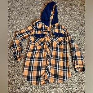 Cute very light flannel with a Corduroy hood